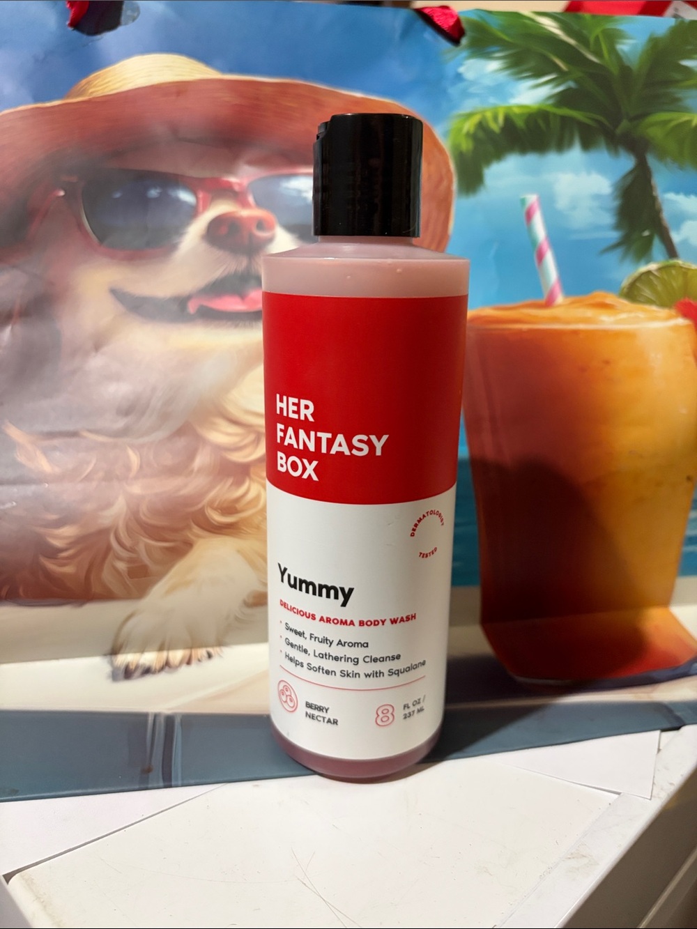 Her Fantasy Box Yummy Aroma Body Wash - Red & White Bottle